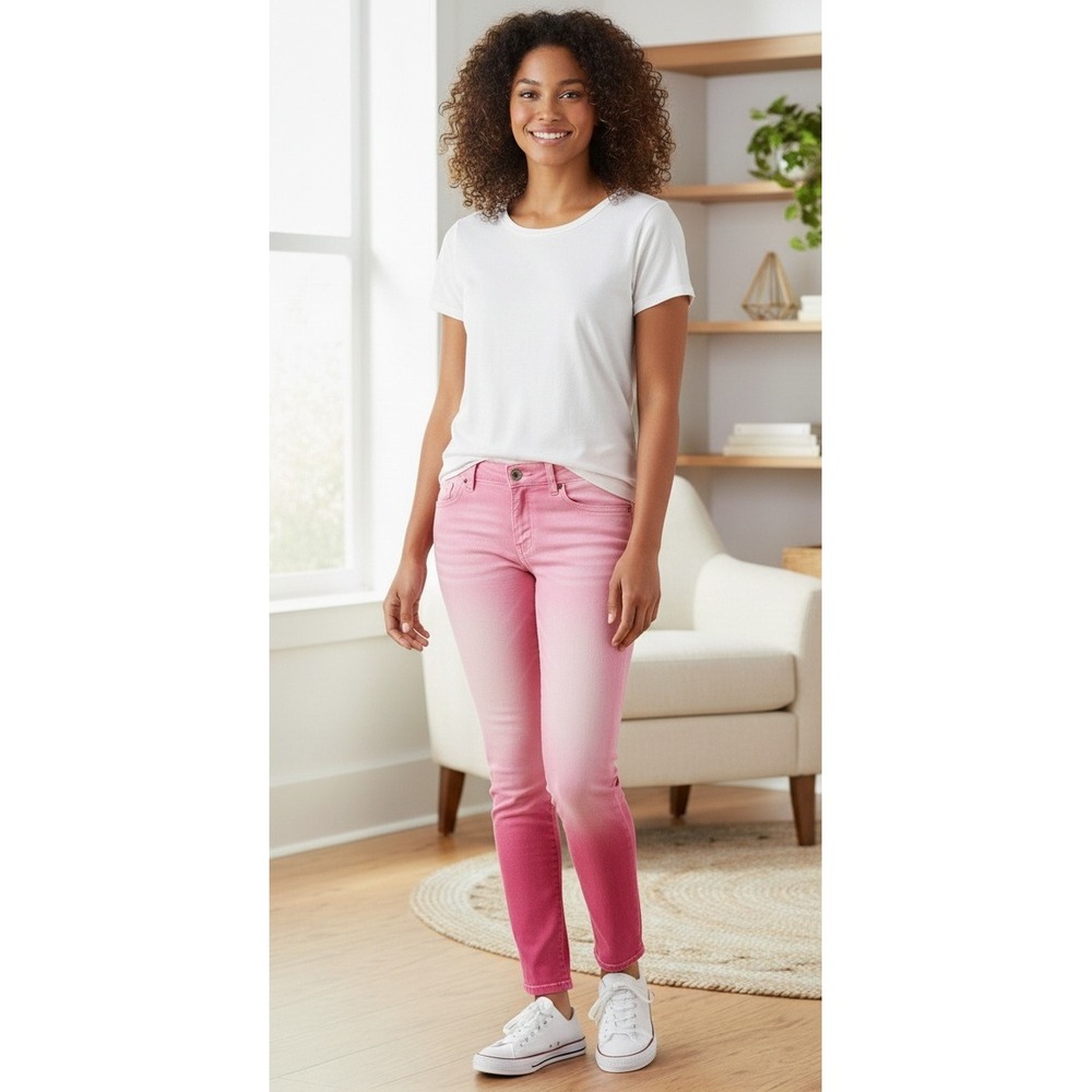 Ultra‎ Love Girls Pink Ombre Skinny Jeans Size 5 Denim Casual Cotton Stretch